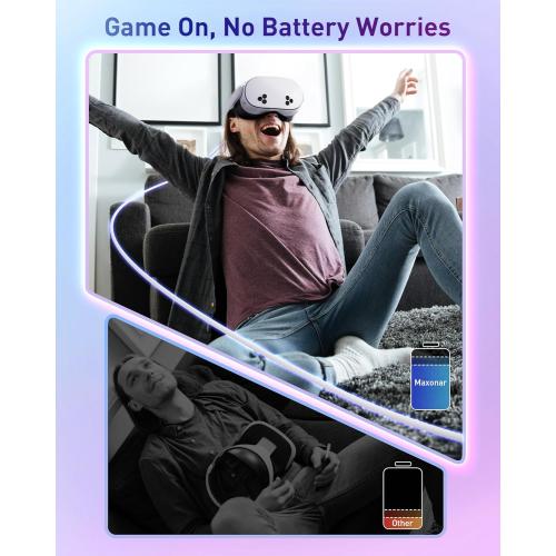 Size 16ft Maxonar VR Charging Link Cable 16FT (Next-Gen Chip) Compatible with Meta Quest 3S/Quest 3/Oculus Quest 2/Pico 4 Accessories and PC/SteamVR, Awesome Gift-5Gbps USB 3.0 to USB C Cable-White