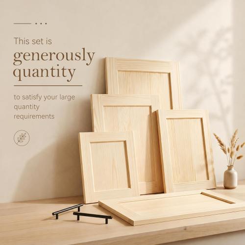 2 Pack Unfinished Pine Shaker Cabinet Doors 13.25 W x 29 H | Solid Wood Replacement Door Fronts With Soft-Close Hinges & Handles; Fits Kitchen Cabinets, Bathroom Vanity, Closet Storage