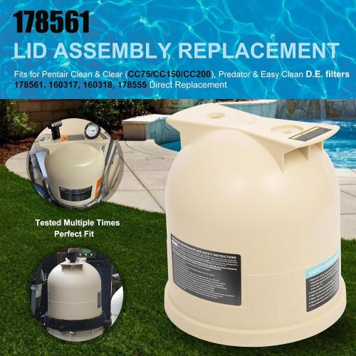 178561 Lid Assembly Compatible with Pentair Clean & Clear and Predator Pool and Spa CC150 CC75 CC200 Cartridge Filters, Pool Filter Lid Replaces 178561