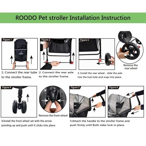 Light Khaki ROODO 3 Wheel Dog Pet Cat Stroller Best Lightweight Foldable Compact Portable Jogger All Terrain Travel Pet Gear Puppy Kitty Stroller for up to 30lbs Medium Small Dogs and Cats(Light Khaki)