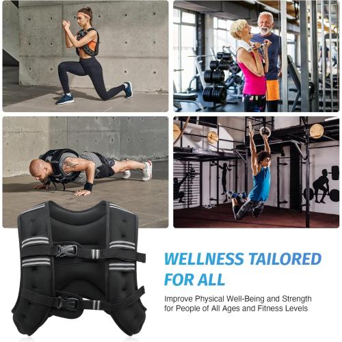 ZELUS Weighted Vest, 6lb/8lb/12lb/16lb/20lb/25lb/30lb Weight Vest with Reflective Stripe for Workout, Strength Training, Running, Fitness, Muscle Building, Weight Loss, Weightlifting