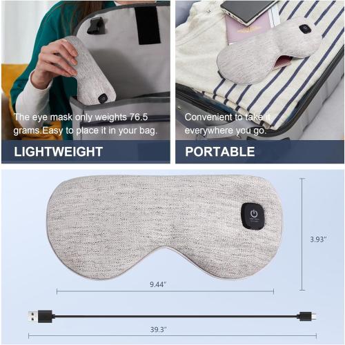 Heated Eye Mask Cordless, Warm Eye Compress for Dry Eyes Stye Blepharitis Chalazion MGD Eye Treatment, Heat Therapy to Unclog Gland, Soothe Tired and Sore Eyes (Gray)