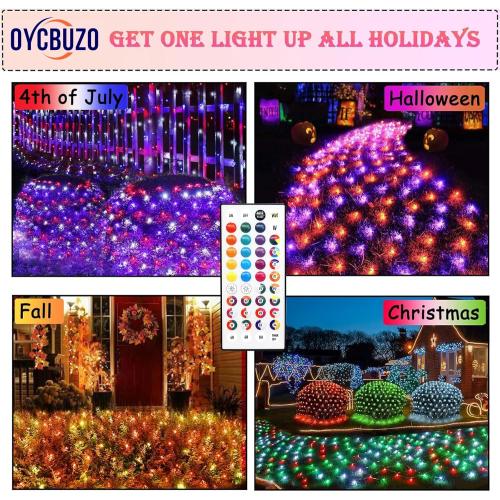 OYCBUZO 204 LED Net Lights, 9.8ft x 6.6ft 35 Colors Changing Christmas Mesh String Lights, Connectable Fairy Light Waterproof Outdoor Easter Decorations for Tree Bushes Holiday Party Garden