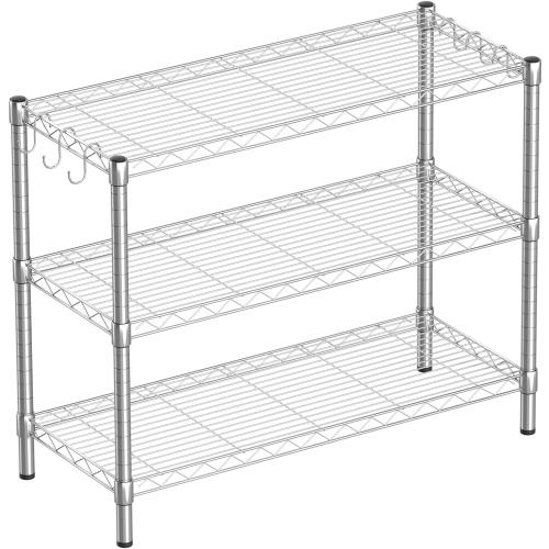 3-Shelf Adjustable Metal Shelf Wire Shelving Storage Rack for Office,Kitchen,Bedroom,Bathroom,Laundry,Pantry Basement,Garage(Chrome,36 L x 14 W x 30 H)
