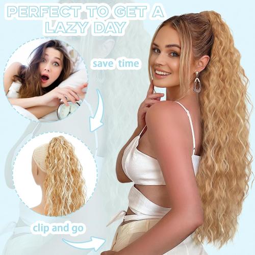 Ponytail Extension 22 Inch Claw Curly Pony Tails Hair Extensions for Women