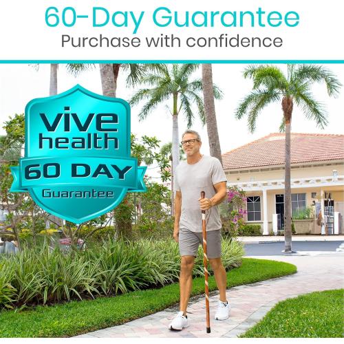 BROWN AND CREAM Vive Wooden Walking Stick - Willow Cane for Seniors Hiking & Balance - Heavy Duty Carved Twisted Wood Sticks for Men & Women - Stylish Support Pole for Outdoor Trekking & Weight Bearing