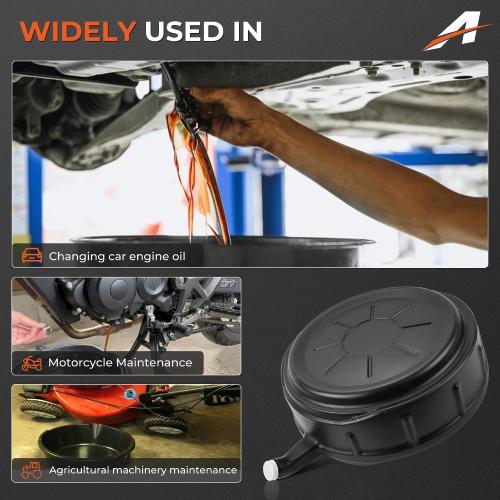 Oil Drain pan 15 Quart with Splash Guard and Handles, Oil Change Pan Universal Fit