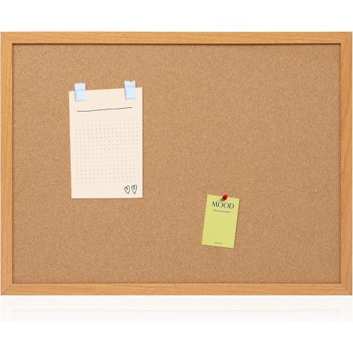 Board2by Cork Board Bulletin Board 18 x 24, Wood Framed Corkboards for Wall Decor, Hanging Office Message Board, Large Wall Mounted Notice Pin Board with 15 Push Pins for School, Home & Office