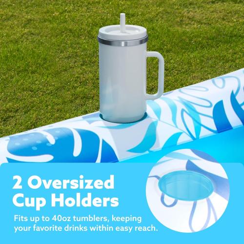SLOOSH Inflatable Tanning Pool Lounger Float, 85 x 57 Extra Large Pool Floats Adult with Pillow, 4 in 1 Suntan Tub Raft Floatie,Sunbathing Bed Lounge for Water Blow Up Ball Pit Party Gifts, XL-Blue