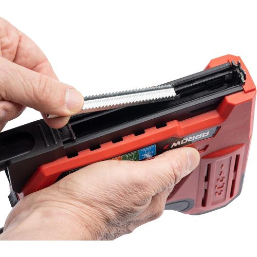 Arrow ET501F Corded 5-in-1 Professional Electric Staple and Nail Gun, Wire Stapler, and Brad Nailer for Upholstery, Framing, Insulation, Crafts, Fencing, and Cable, Black/Red