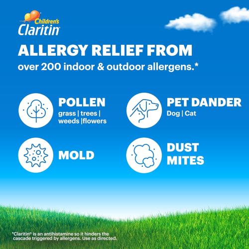 Claritin Children's Allergy Medicine, 24-Hour Non-Drowsy Loratadine 5mg Chewable Tablet, Antihistamine for Kids Ages 2 Years and Older, Grape Flavored, 40 tablets