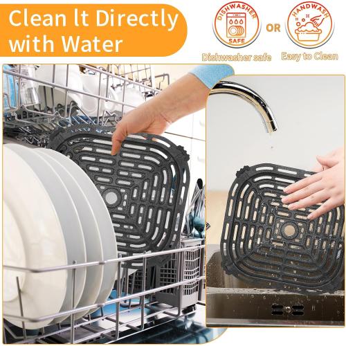 Air Fryer Grill Pan for Chefman 6QT Paris Hilton 6 Quart 8 in 1 Air Fryer, 8.85×8.2'' Food Grade Nonstick Replacement Rack Parts Tray Grill Crisper Plate for Paris Hilton Air Fryer, Dishwasher Safe