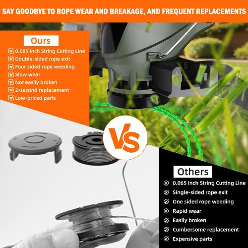 13 Electric Weed Wacker, 4 in 1 Cordless String Trimmer/Lawn Edger/Lawn Mower/Brush Cutter with Steel Gears, 2×21V 6.0Ah Batteries & Charger, 4.2 LBS Lightweight Grass Trimmer for Yard Garden