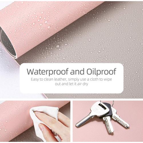 YSAGi Dual-Sided Desk Pad Protector, Desk Mat with Non-Slip - Waterproof PU Leather Office Desk Blotter for Mouse, Keyboard, Writing (23.6 x 13.7, Pink)