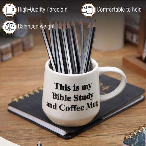 Mr. Pen- Christian Coffee Mugs for Women & Men, 15 oz, White with Bible Theme Design, Christian Mugs for Women, Coffee Cup Ceramic, Microwave Safe