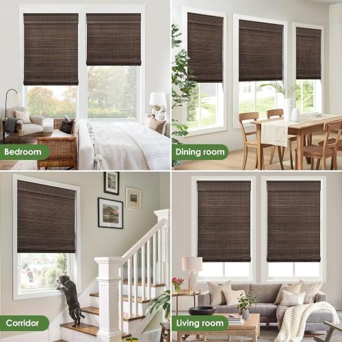 LazBlinds Cordless Bamboo Roman Shades, Privacy Blinds for Interior Windows, Room Darkening Roll Up Bamboo Blinds for Home & Patio, 31.5 W x 64 H, BDP-Espresso