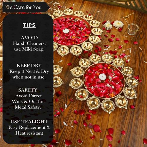 KIH Urli Bowl Flower Shape Floating Flowers & Tea Light Candles for Home Décor Housewarming Items (16 Inch)
