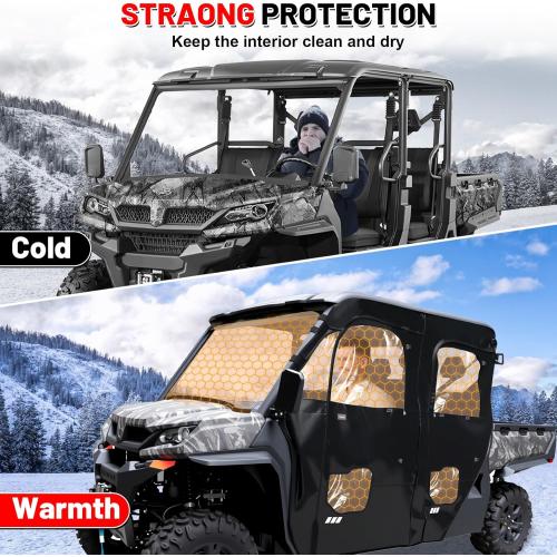 StarknightMT UForce 1000 XL Cab Enclosure with Zipper - Waterproof UTV Soft Side Doors Compatible with CFMOTO UForce 1000 XL 2022-2025, Windproof Dust Protection