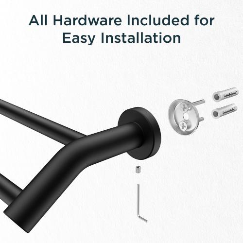 Size 24 Color Black Double Towel Bar 24 Inch, Heavy Duty SUS304 Stainless Steel Dual Towel Racks for Bathroom Wall Mount, Space Saving Towel Rod Towel Holder Rail, Matte Black