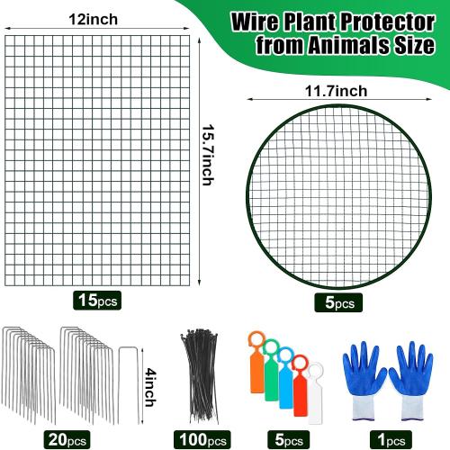 5 Pack Wire Plant Protector with Cover, 16x12 Detachable Metal Plant Protectors Mesh, Garden Plant Protectors for Shrubs Flowers Vegetables to Keep Rabbit & Chicken Animals Out