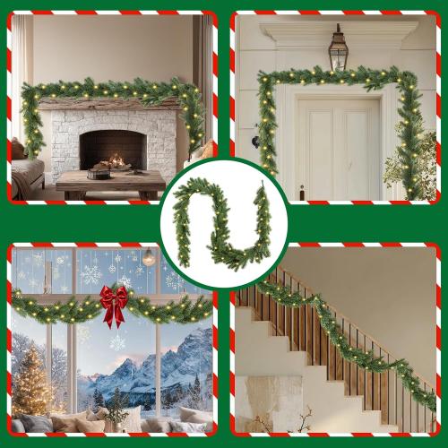 Bluesea 6FT Christmas Norfolk Pine Garland, Real Touch Pine, Faux Greenery Garland for Fireplace,Table, Stairs, Mantle, Window,Indoor Outdoor,Home,Holiday Decor（1 Pcs）