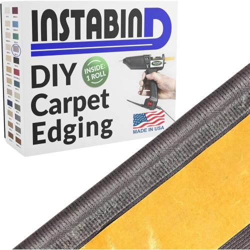 Instabind 54 ft Roll Premium Carpet Edge Binding – Regular Style Carpet Edge Trim for Do-It-Yourself Rug Edging- with Durable Hold & Easy Finishing for Rug Edges - USA Made Flooring Products, Grey