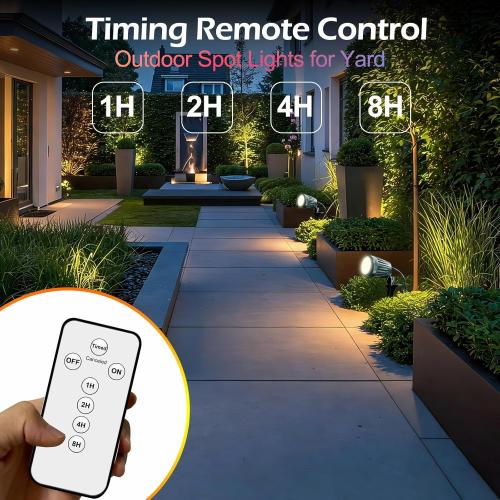 Outdoor Spot Lights for Yard,120V Plug-in Christmas Spot Lights with Timer Remote Control,6000K Landscape Lighting with 5 Color Lenses (Red,Yellow,Green,Blue,Purple),IP67 Waterproof,2 Pack