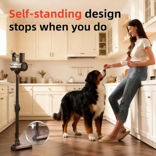 Cordless Vacuum Cleaner with Back-Saving&Self-Standing,450W/40Kpa Powerful Suction Stick Vacuum Cleaners for Home,45Min Stick Vacuum Cordless for Hard Floors,Carpets,Pet Hair,Car
