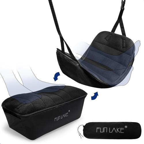 Color Black 2-in-1 Airplane Footrest Pillow - Inflatable Travel Foot Hammock & Cushioned Foot Pad for Ultimate Comfort on Flights, Travel Accessories, Portable Foot Rest for Flights