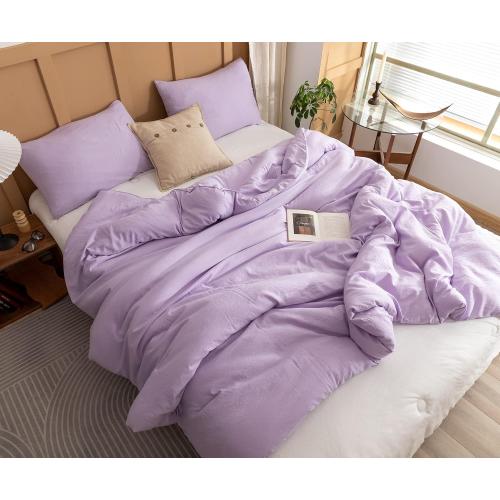 ROSGONIA Lavender Comforter Set Queen, 3pcs(1 Boho Purple Comforter & 2 Pillowcases) All Season Soft Bedding Lightweight Bedspread Blanket Quilt
