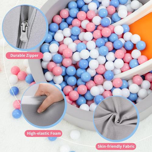 Wilwolfer Foam Ball Pit for Toddlers, Large Baby Ball Pit for Babies with Soft Memory Sponge, Indoor Outdoor Baby Playpen, Kids Play Ball Pool, Gift Toys for Infants Boys and Girls (Gray, NO Balls)