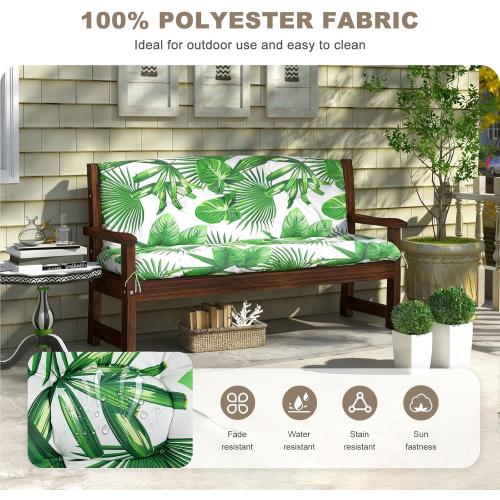 Porch Swing Cushion with Backrest,Waterproof Bench Cushion for Outdoor Furniture,2-3 Seater Replacement Thickened Swing Cushion with Ties,Patio,Outdoor,Backyard and Garden (Fresh Leafy,40x40)