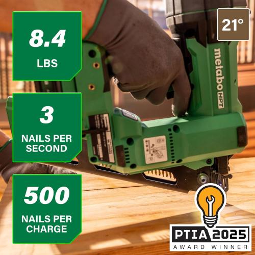 Metabo HPT 18V MultiVolt Cordless 21° Framing Nailer Kit, 3-1/2 Plastic Strip Framing Cordless Nailer, Power Tool with 4.0Ah Lithium Ion Battery, Drives 2 to 3-1/2 Nails, NR1890DRA