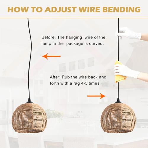 Mini Hemp Rope Woven Pendant Light Woven Light Fixture Boho Chandelier Light Fixture Wicker Pendant Light Rattan Light Pendant Dome Wicker Chandelier for Bedroom Kitchen Island(Bulb Incl.)