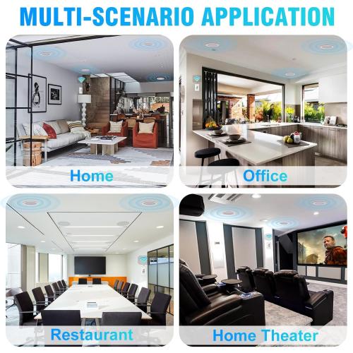 STUDIOFINIX 8-Inch Bluetooth Ceiling Speaker System with A 2-Channel Wall Amplifier,400W Max Power Output Pair - Perfect for Clear Sound in Living Room, Office, Kitchen, Basement & Covered Patio