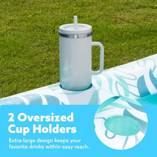 SLOOSH Inflatable Tanning Pool Lounger Float, 70 x 46 Pool Floats Adult with Pillow, 4 in 1 Suntan Tub Raft Floatie,Sunbathing Bed Lounge for Water Blow Up Kids Ball Pit Party Gifts, L-Cyan White
