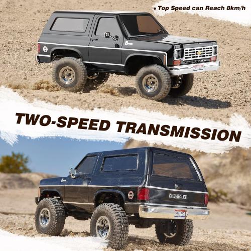 BEEZRC FMS 1/24 RC Crawler Officially Licensed Chevy K5 Blazer RC Car FCX24 RTR RC Pickup Truck SUV 4WD 2.4GHz Hobby RC Model 8km/h Mini car RC Off-Road Remote Control Car (Black)