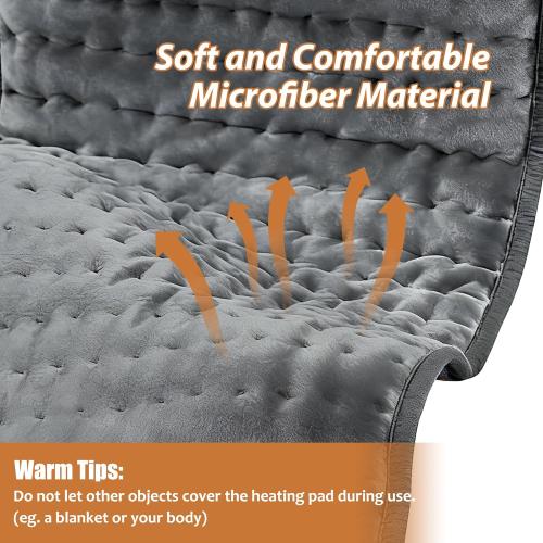 Electric Heating pad with 6 Heat Settings, Auto Shut Off, Dry Electric Heating for Back Neck Knee Arms Legs Shoulder Heat Pads for Christmas Birthday Father's Day Mother's Day (24X12, Dark Gray)