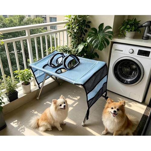 Pet Grooming Bath Stand for Small Medium Dogs & Cats, Adjustable Dog Bathing Table with Non-Slip Triangular Frame, Grooming, Nail Trim, and Pet Care Accessory(Blue)