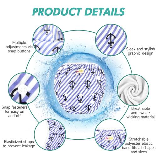 Reusable Baby Swim Diapers, Adjustable Diaper Swim for Toddlers 9 Months - 3 Years Old, 3 Pack for Swimming Lessons (Anchor, Large)