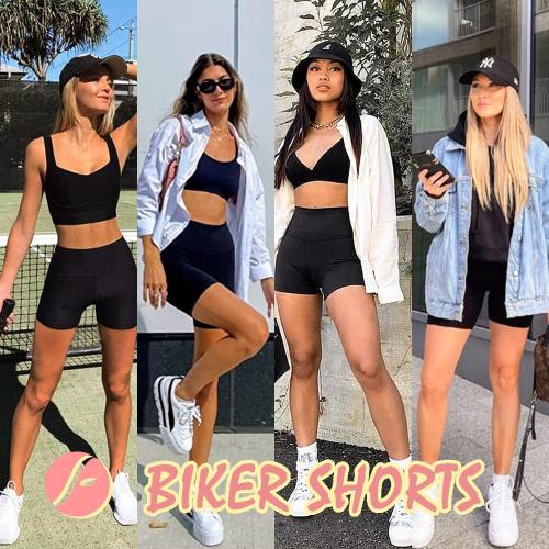 FULLSOFT 4 Pack Biker Shorts for Women with Pockets – 5 High Waisted Tummy Control Workout Yoga Running Gym Tennis Shorts