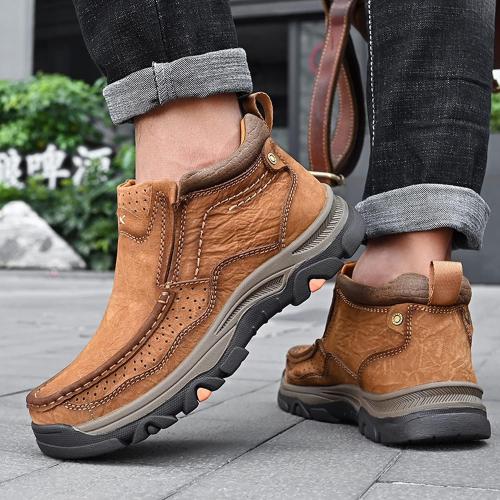 U S 9.5 MOSTELO Mens Slip On Casual Loafers Classic Outdoor Leather Walking Hiking Shoes Comfortable for Work Office Dress Outdoor High Top