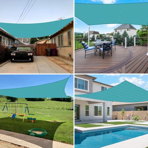 E&K Sunrise 8' x 8' Sun Shade Sail Rectangle Canopy Shade Cover UV Block for Patio Backyard Garden Outdoor (Turquoise)
