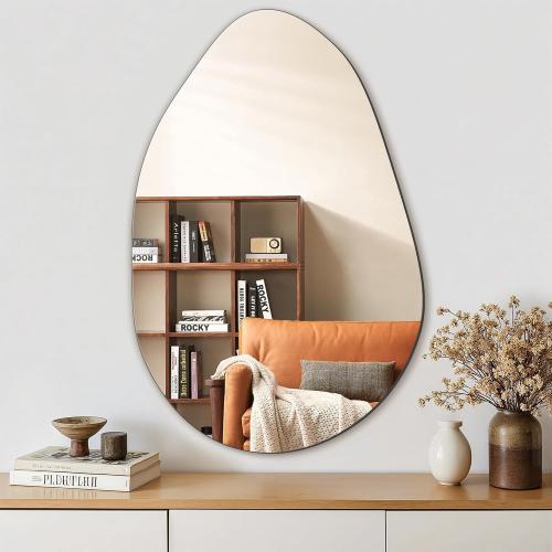 FICTOR Irregular Asymmetrical Wall Mirror, 32 x 21 Modern Decorative Mirror for Entryway, Bathroom, Bedroom, Living Room, Dining Room