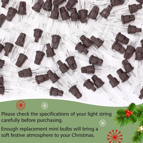 Mudder 80 Count Christmas Replacement Mini Light Bulbs with Base Christmas Tree Incandescent Wire String Lights Replacement Bulbs for Xmas Indoor Outdoor Decor(Brown Base Warm White,2.5Vx0.1A)