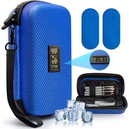 24h Insulin Cooler Travel Case - TSA Approved Medication Diabetic Cooler for Travel with Thermometer Temperature Display Refrigerated Medicine Organizer Bag