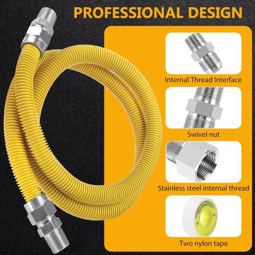 48 Gas Dryer Hose Kit,Stainless Steel Stove Gas Line with Connector 1/2 MIP 1/2FIP 3/4MIP Fitting,5/8 OD(1/2 ID) Gas Connector Kit for Stove,Gas Stove, Dryer,Water Heater-by MIFLUS
