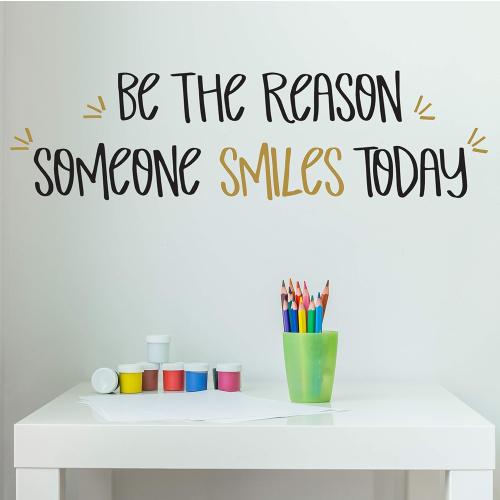 Paper Riot Co. Inspirational Wall Stickers Be The Reason Someone Smiles Today Positive Motivational Removable Adhesive Decals for Classroom Kids Room Nursery Bedroom Home Decor