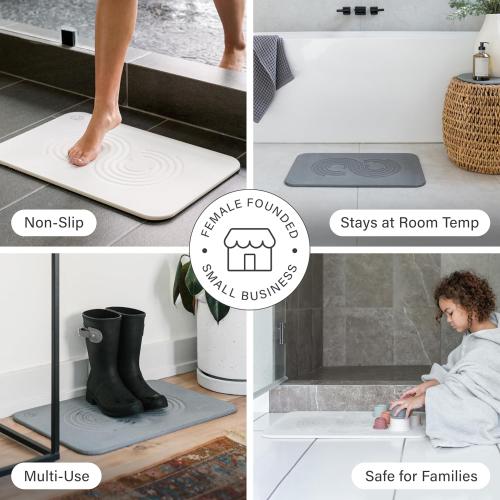 Grey Dorai Home Bath Stone Mat 23.6x15.4 – Quick-Dry, Non-Slip Diatomite Stone Bath Mat for Bathroom, Zen Slate