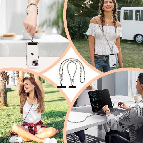 Phone Lanyard Built-in USB-C to USB-C Fast Charging Cable, 2Pack 65W High Speed Nylon Data Transfer Cord Crossbody Wrist Strap for iPhone 17 16 15,Samsung S25 S24 Ultra/FE,Moto Razr/Edge 2025,Pixel 10